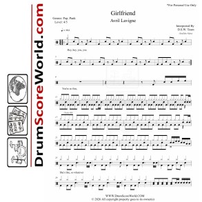 Avril Lavigne - Girlfriend - Drum Sheet